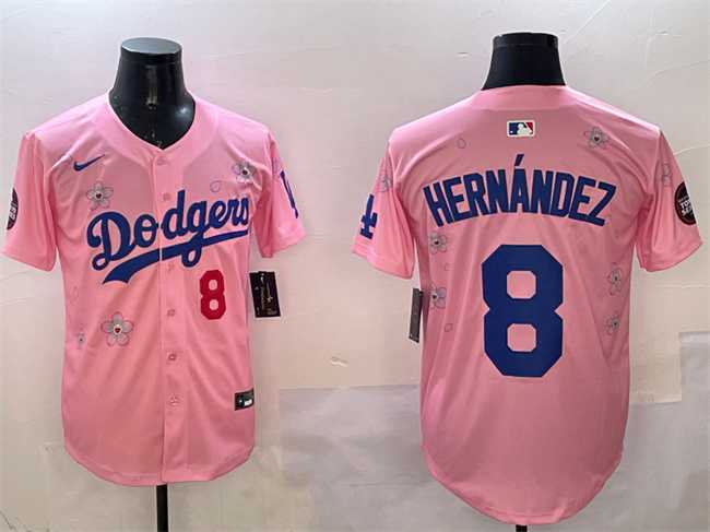 Men%27s Los Angeles Dodgers #8 Enrique Hernandez Pink 2025 Tokyo Series Limited Stitched Jersey->los angeles dodgers->MLB Jersey